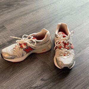 New Balance White and Orange Sneakers, Size 6.5
